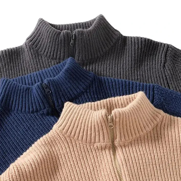 Gab | Classic Collar Zip-Up Sweater